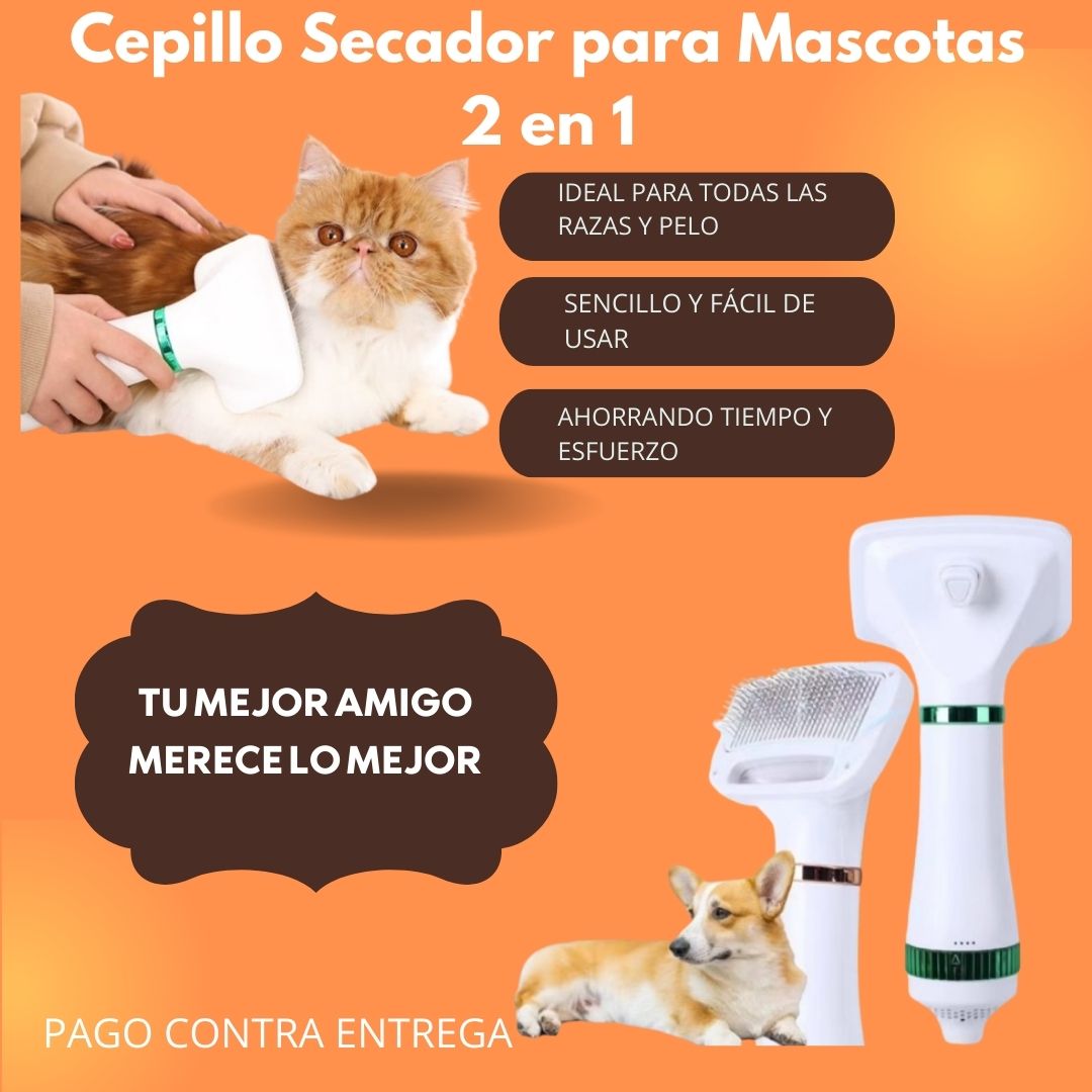 CEPILLO SECADOR PARA MASCOTAS  2 En 1